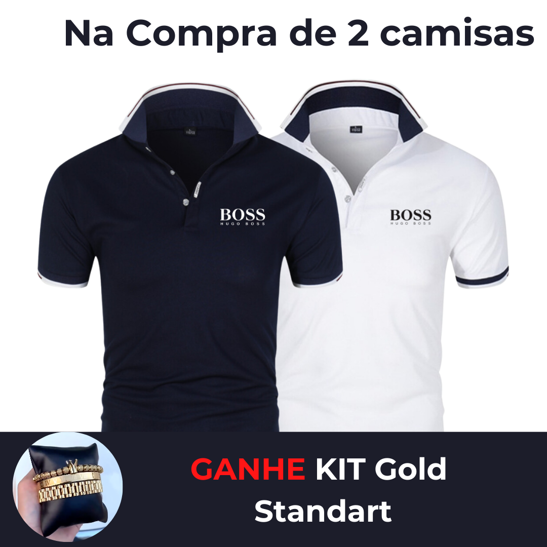 [Mês dos Pais]  2 Camisas BOSS + Kit de acessórios GOLD ( Grátis )