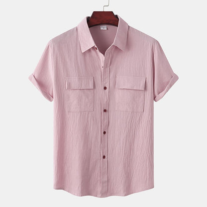 Camisa Havaiana de Linho Simple Summer Short Respirável